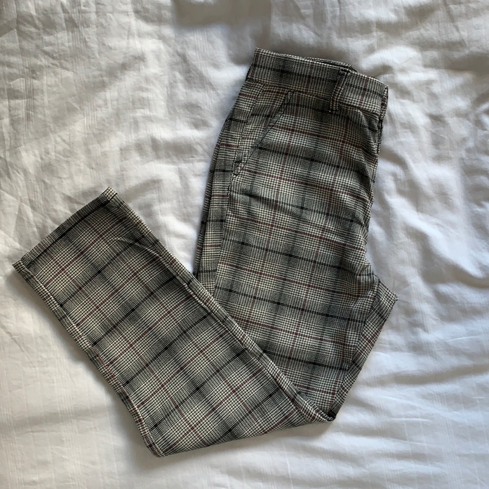 American eagle stretch plaid pants size 8